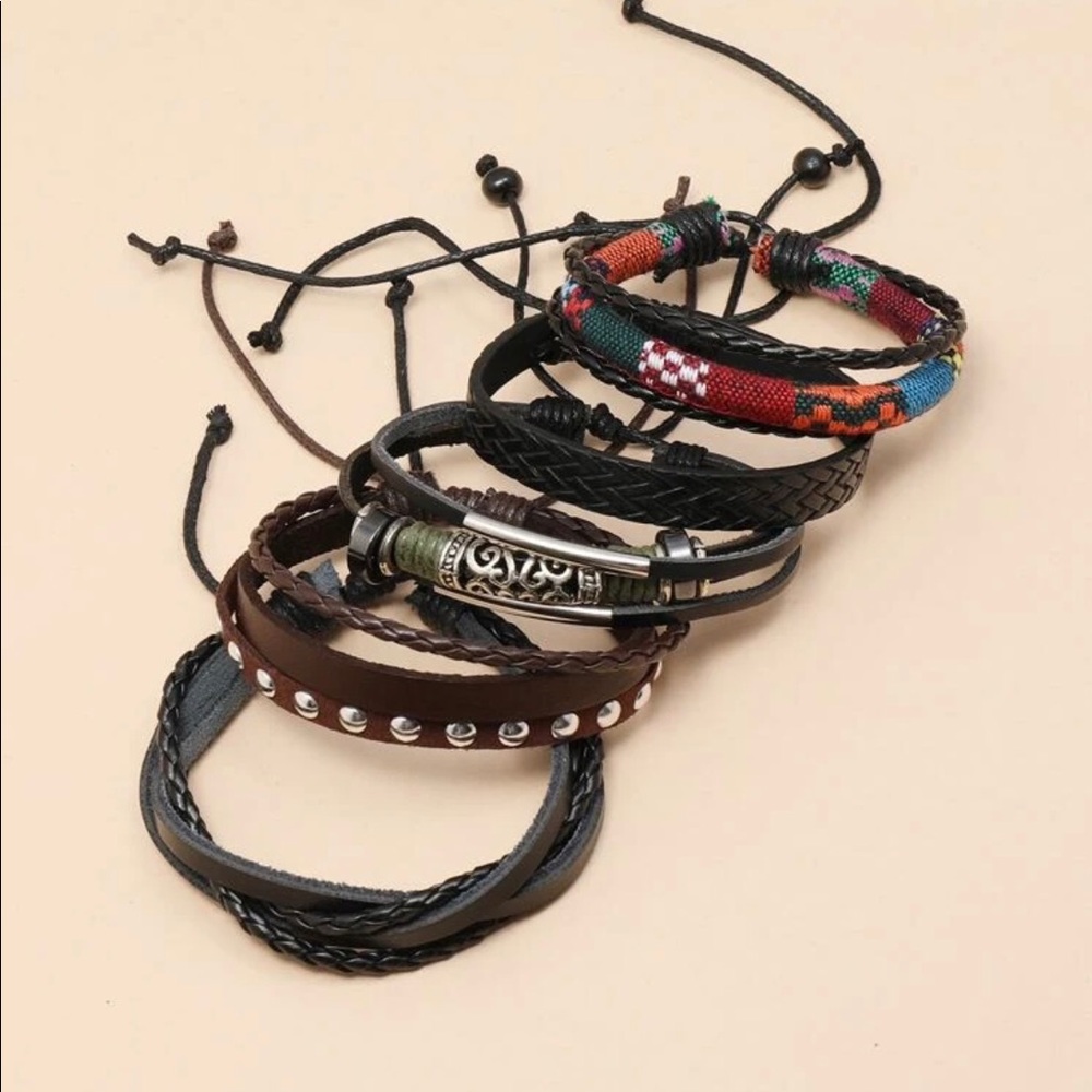 COPY - 5pcs MenPU Leather Bracelets. - Picture 7 of 8